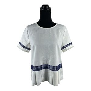 Moon River Blue and White Top Size M